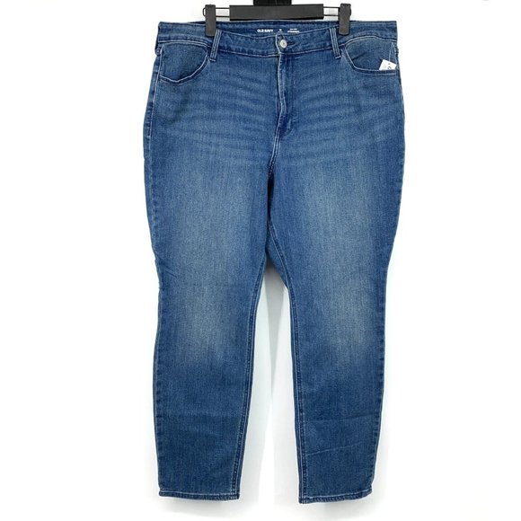 Old Navy Jeans High Rise Straight Blue Denim NWT - Picture 2 of 10